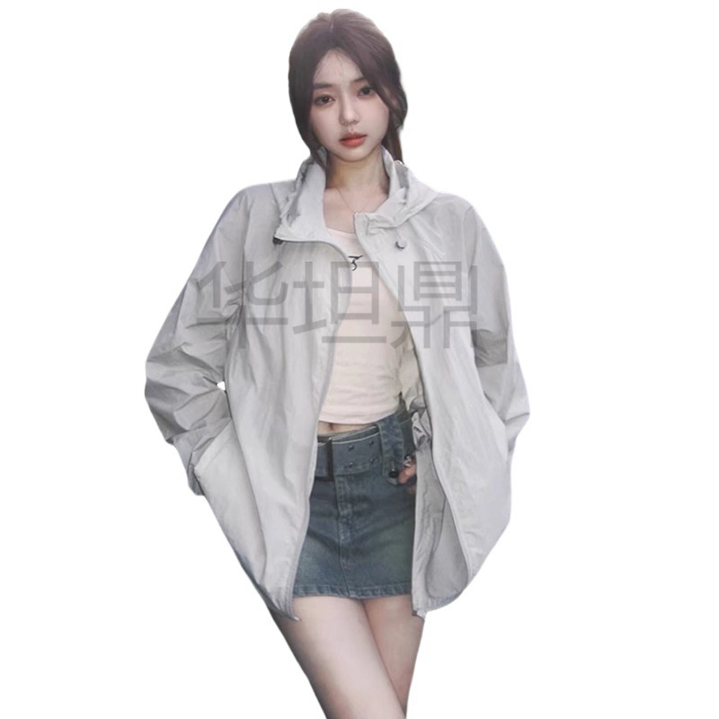 새로운 도착 느슨한 올매치 안티-자외선 얇은 짧은 코트 22024 여자 여름 캐주얼 슈퍼 좋은 찾고 안티-자외선