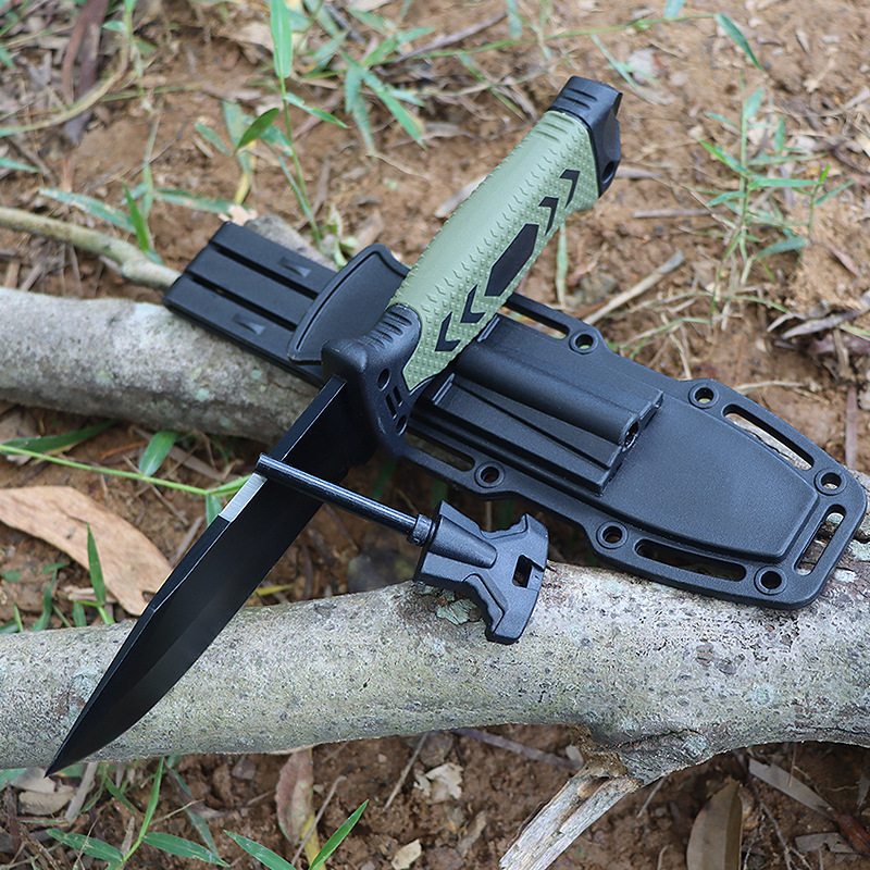 Supervivencia al aire libre cuchillo recto multifuncional salvaje supervivencia brújula cuchillo direccional ventana herramienta de supervivencia portátil cuchillo recto pequeño