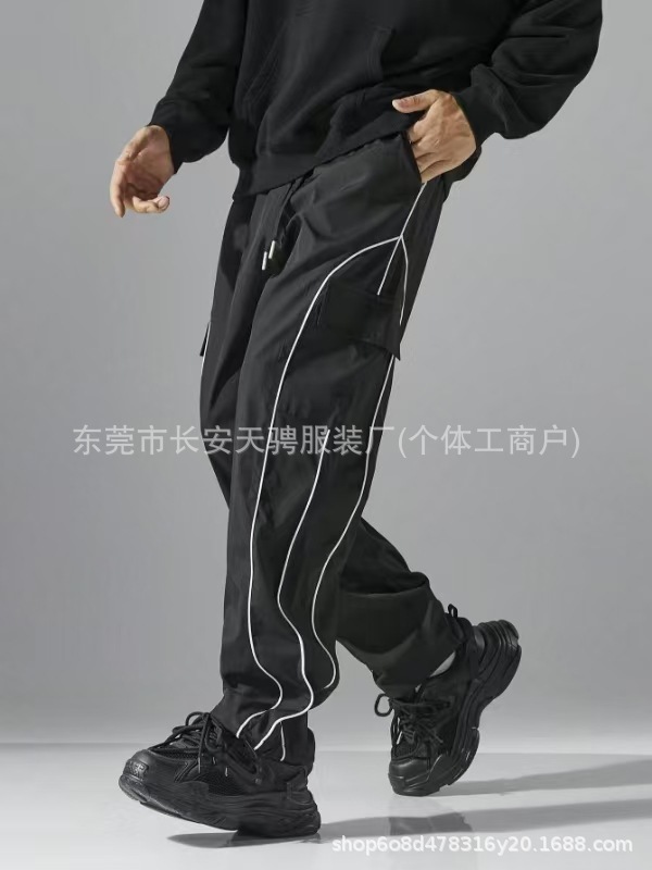 跨境厂家直销薄款美式水洗个性设计感休闲时尚高街日系宽松长裤子|undefined