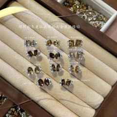 梧州仿华秋冬美拉德琥珀流金咖色香槟冰糖鸽子蛋肥方成品美甲钻球