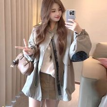 撞色工装风衣外套女2025秋装新款气质时尚百搭宽松休闲夹克上衣潮