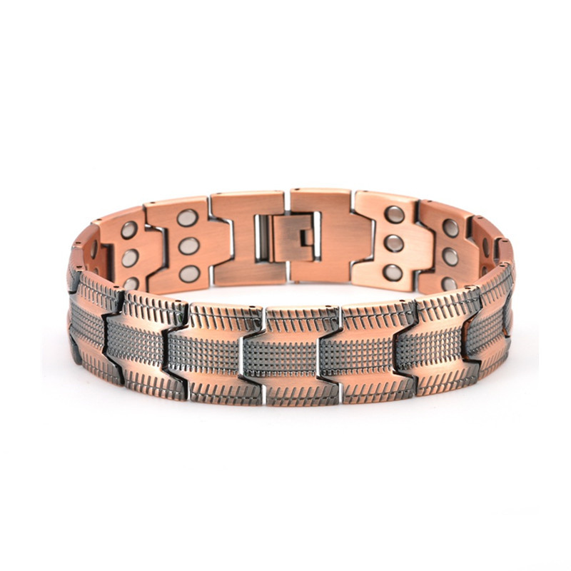 Amazon's Popular European and American Personalized Full-Magnet Wide Version Double-Row Bracelet Retro Bracelet Men's Red Copper Bracelet Hair
