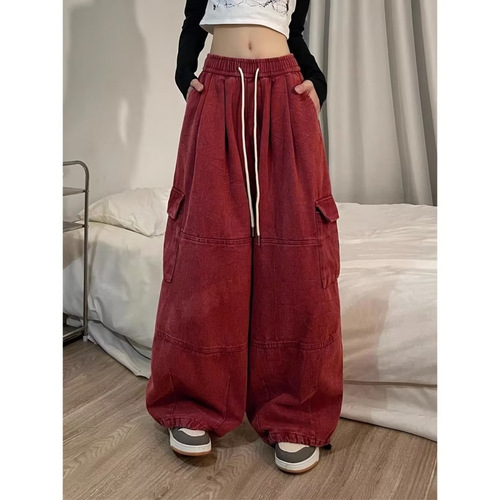 Vintage American High Street Wide Leg Denim Casual Couple Trend Brand Loose Straight Leg Work Pants