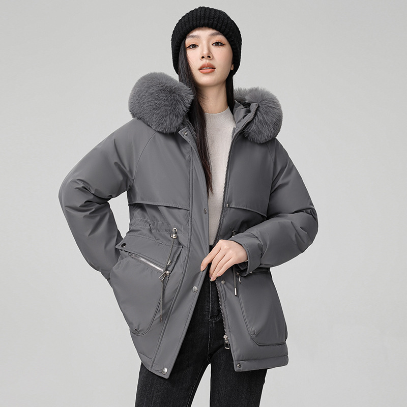 Pike wear mujer invierno 2024 nueva chaqueta de algodón de plumón fino de moda salvaje más chaqueta de piel gruesa de terciopelo
