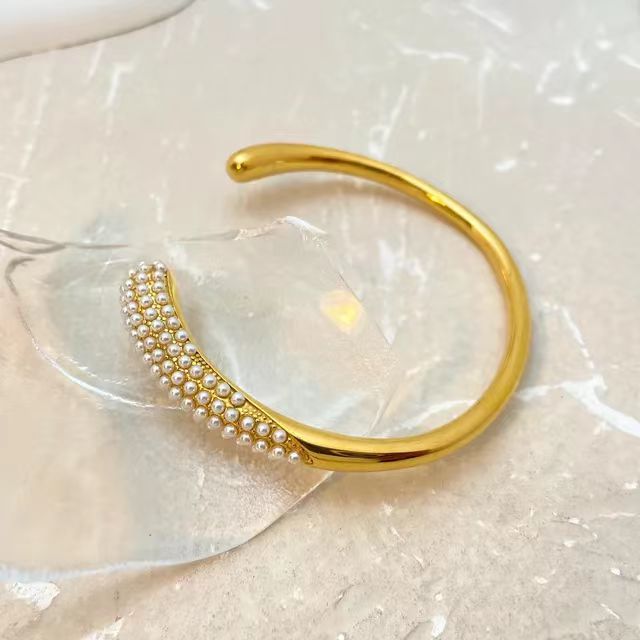 304 Stainless Steel Chain Material 1 Piece Quantity PVD Coated 18K Gold Plated Real Gold Plated Geometric 304 Stainless Steel Retro Waterproof Non Tarnish 304 Stainless Steel Cuff Bracelets