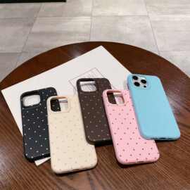 皮革纹波点适用于苹果16PROMAX甜美少女iPhone15/13大孔TPU保护套