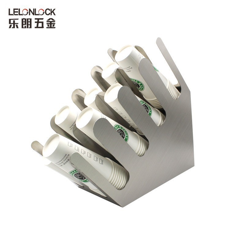 Titular de la taza de papel de ocho rejillas portavasos taza de té de leche estante de almacenamiento té de leche cafetería portavasos de acero inoxidable Barra de almacenamiento de mostrador