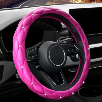 Steering Wheel Cover Rhinestone Steering: Steering wheel cover - rose-red-with-diamonds-38cm