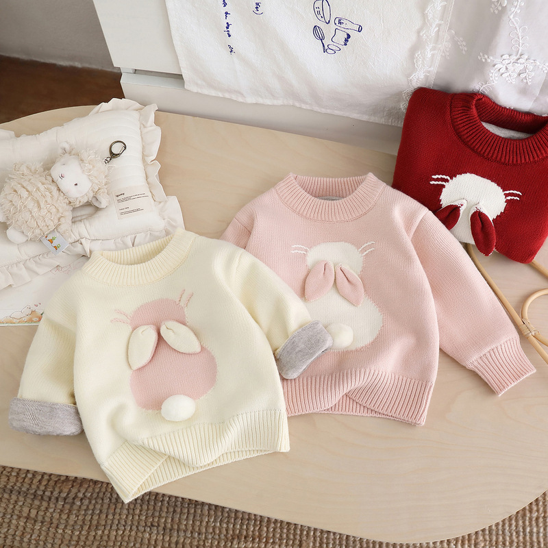 Dropshipping 2026 Girls' Sweater Pullover Cartoon Rabbit Stylish Baby Autumn Knitwear Children's Trendy Inner Wear Dropshipping 2026 Girls' Sweater Pullover Cartoon Rabbit Stylish Baby Autumn Knitwear Children's Trendy Inner Wear
