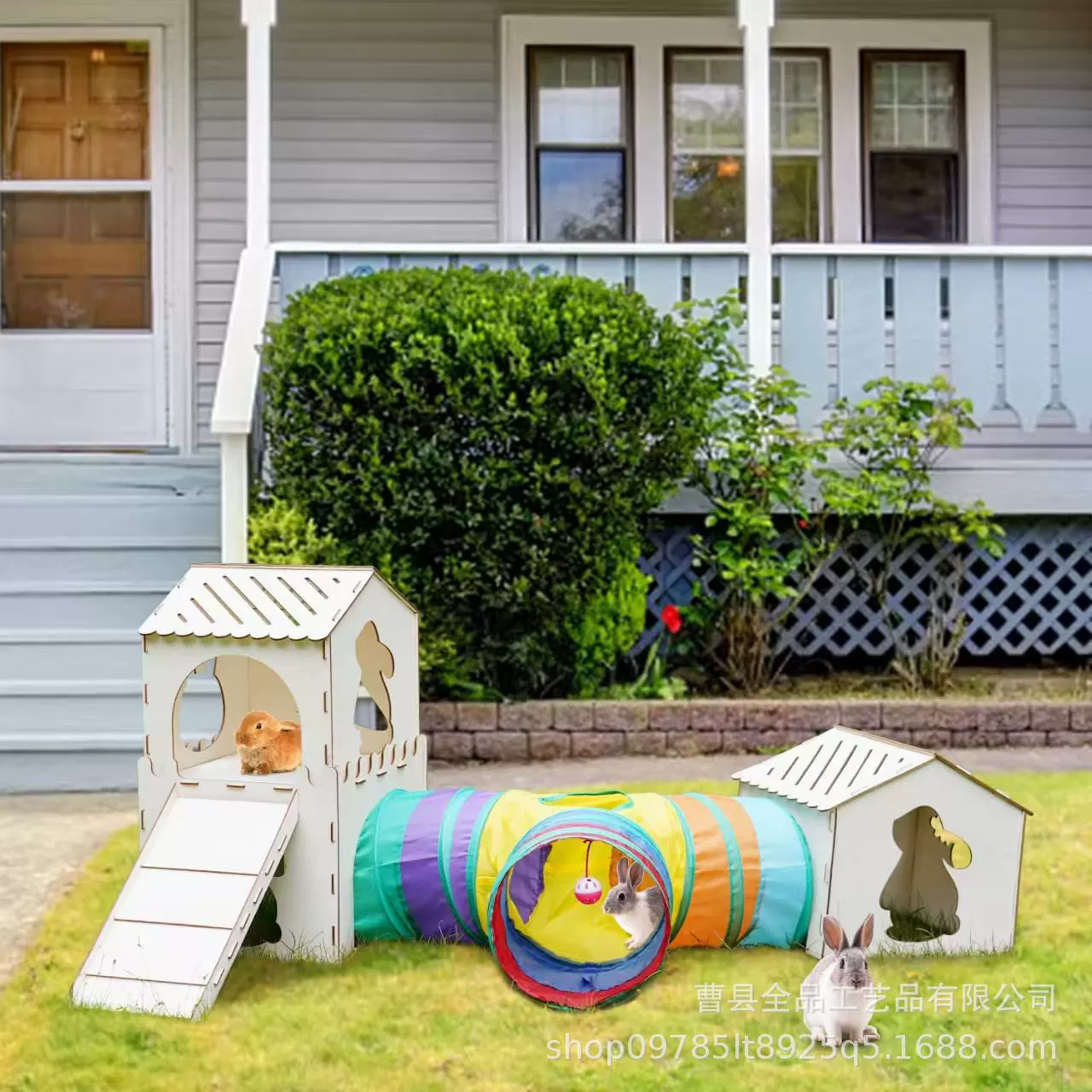 Кролик Уклоняясь от дома Кролик Кролик скрывается в деревянном доме для домашних животных Туннель для развлечения Удушить Замок Кролика