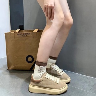 Increased Thick-soled White Shoes Women's 2024 Spring New Breathable Casual All-match Board Shoes Trendy