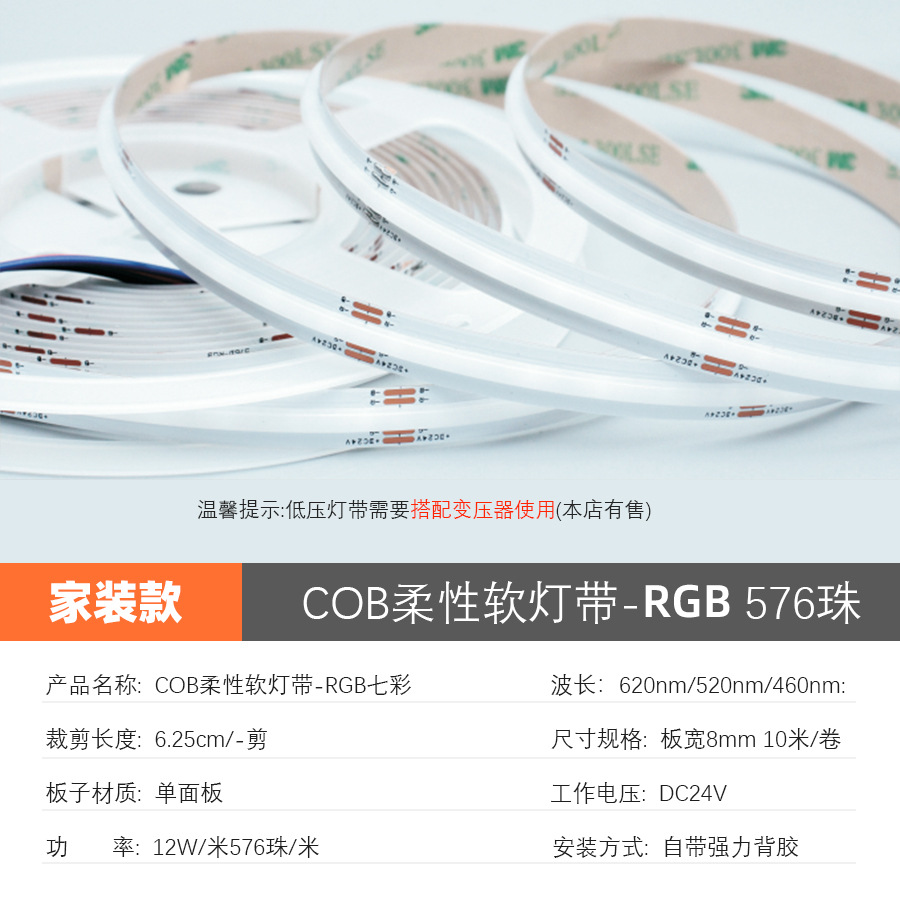 [Home Decoration Model] COB Lamp Strip-RGB Colorful-576 Beads-10 Width