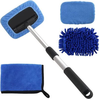 Wiper, Car Window Cleaning Tool, Car cleaning tools - 1-set-of-quadrilateral-plastic-parts-2-terry-cloth-covers-1-chenille-cloth-cover-1-towelpe