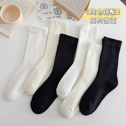White loose socks, high tube socks, women's cotton ins trendy confinement socks, Internet celebrity's same candy color Japanese socks