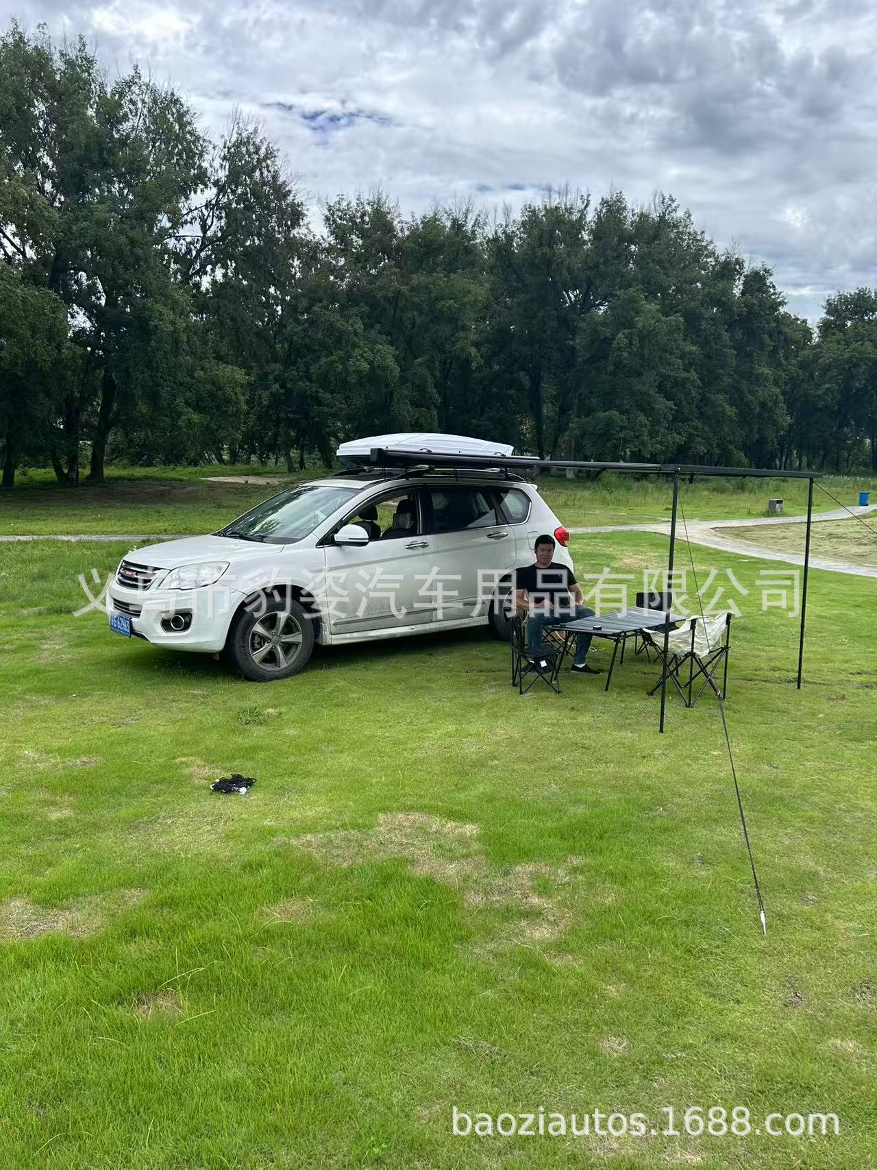 500D Oxford Black Tarp Outdoor Car Roof Side Canopy Aluminum Alloy Car Side Tent Sun Protection Car Camping Sunshade