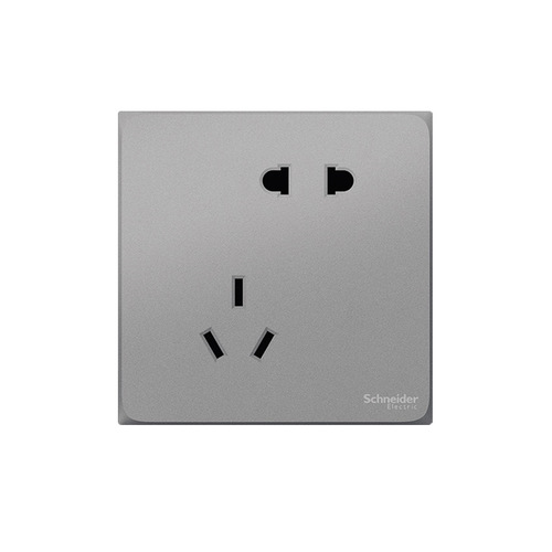 Schneider Switch and Socket Panel with Frosted Mist Gray Finish, Home Use, 2-3 Pin, 1 Switch, Wall Outlet with 5 Holes and USB Socket