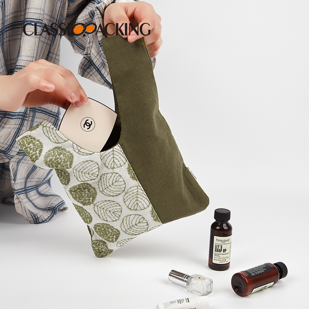 Bolso de mano japonés estilo ins para mujer bolso de almacenamiento de material de lona simple mini bolso bento de viaje con logotipo