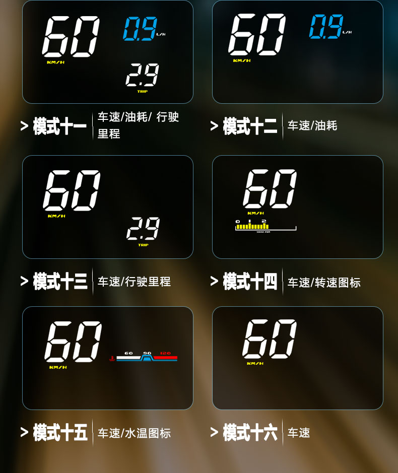 Car HUD Head-up Display Car Universal OBD Multi-function Car Speed Water Temperature Fuel Consumption Instrument Panel Hd Projection