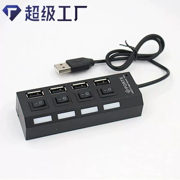Высокоскоростной USB-сплиттер с независимым выключателем USB2.0, один-в-четыре хаб, расширитель для мобильного компьютера