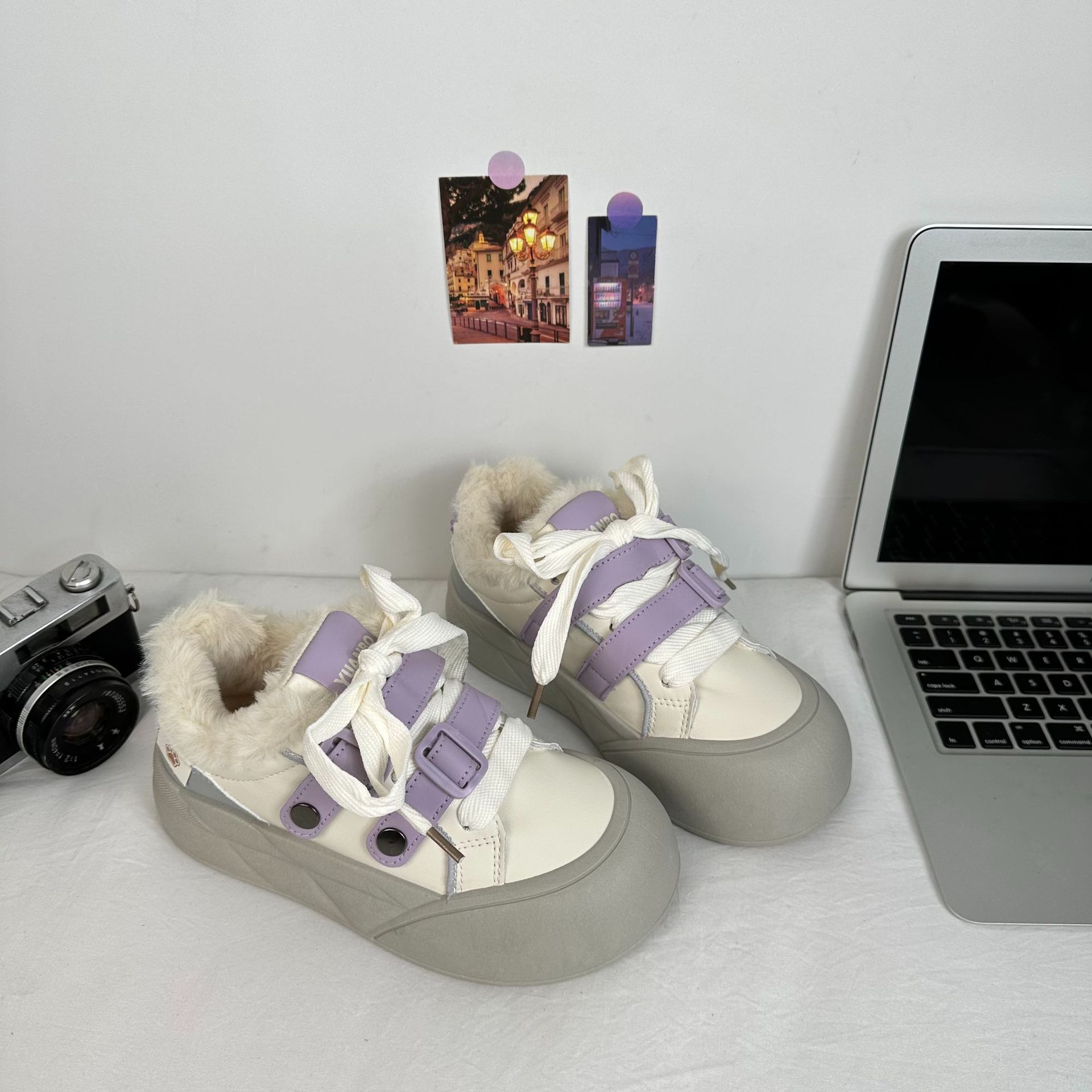 Leche fu fu con zapatos blancos de terciopelo, zapatos de pan calientes de mujer, zapatos de invierno para estudiantes, zapatos casuales de invierno. image 5