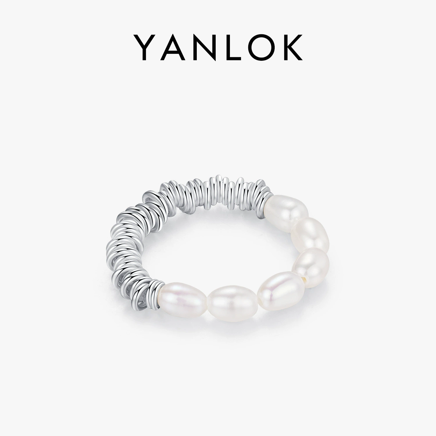 Эластичное жемчужное кольцо Yanlok, элегантное кольцо, ювелирный тренд, аксессуар, проба серебро 925, стиль лёгкого люкса