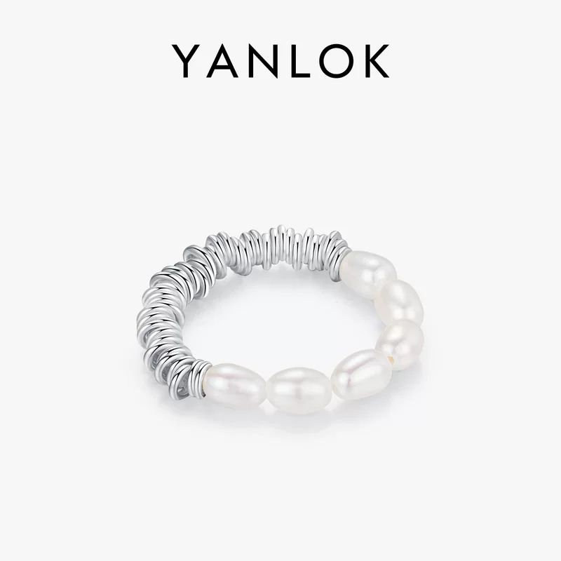 Эластичное жемчужное кольцо Yanlok, элегантное кольцо, ювелирный тренд, аксессуар, проба серебро 925, стиль лёгкого люкса
