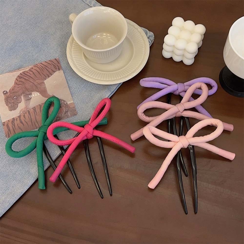 Dulce arco en forma de U, lindas bolas de cabeza, simple detrás de la cabeza, clipes de cabello modernos para las mujeres