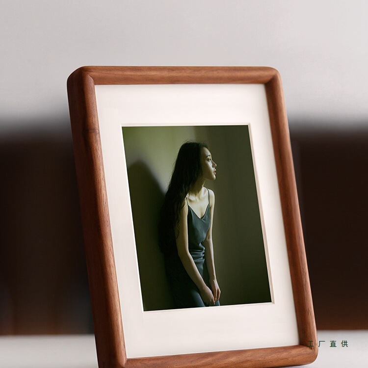 Black Walnut Solid Wood Display Stand for Photo Printing, Made into a Photo Frame with a High-End Feel, Custom Printed Photos, 6inch Wooden, 8inch Blank