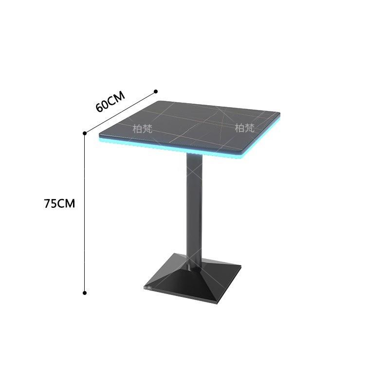 60 * 60 escritorio de mármol de imitación + cinturón de luz + pie de hierro