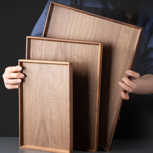 Black walnut solid wood tray Japanese tableware household fruit tray wooden tray tea tray serving tray