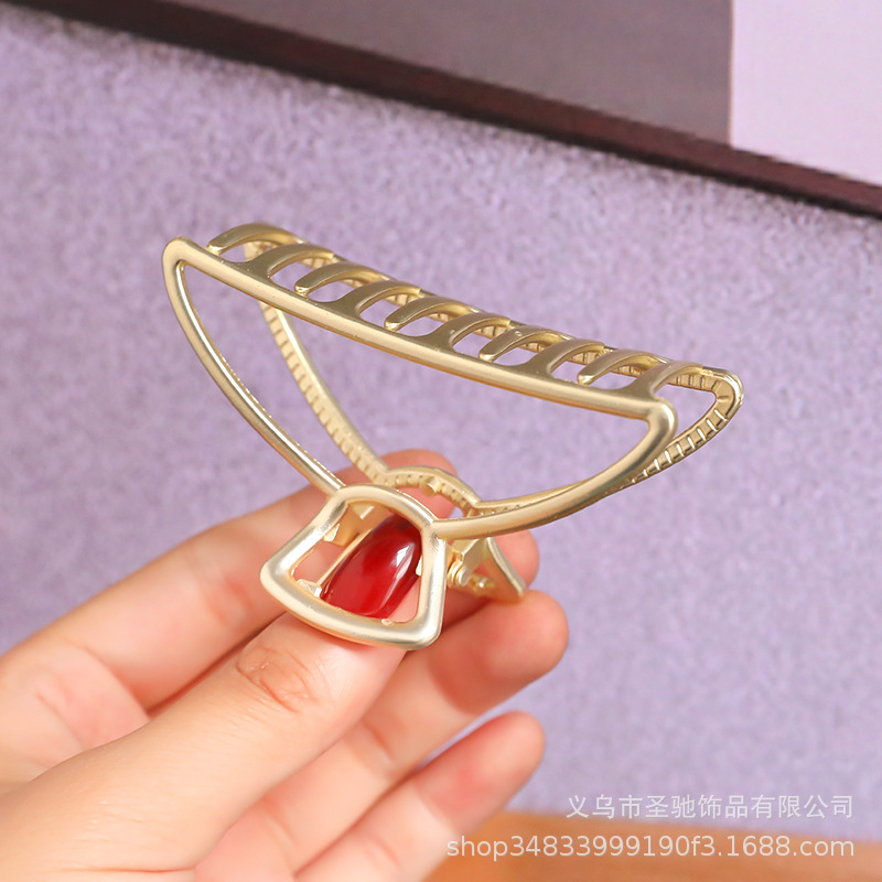Pinza de Pelo Estilo Coreano, Accesorio para el Cabello con Revestimiento Electrolítico de Aleación, Pinza de Tiburón Grande, Simple y Moderna para Mujer