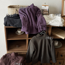 佳叶童品2025儿童冬季净色加绒高领打底衫男女宝宝加厚保暖内搭