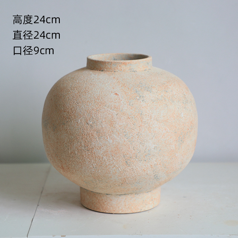 Color de la tierra Jingdezhen vasos de cerámica retrógrado hotel artesanal nórdico alojamiento residencial floral silenciosa decoración cerámica rugosa