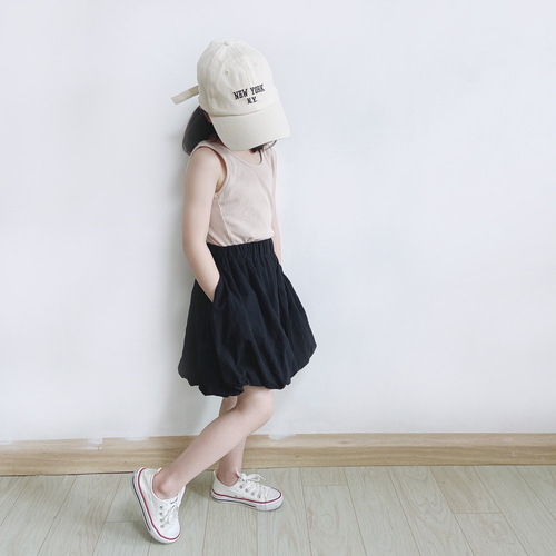 ANKRT Japanese-style Parent-Child Outfit Summer Girls' Elaborately Decorated Cute Pumpkin Children's Casual Lantern Skirt Western-style Skirt