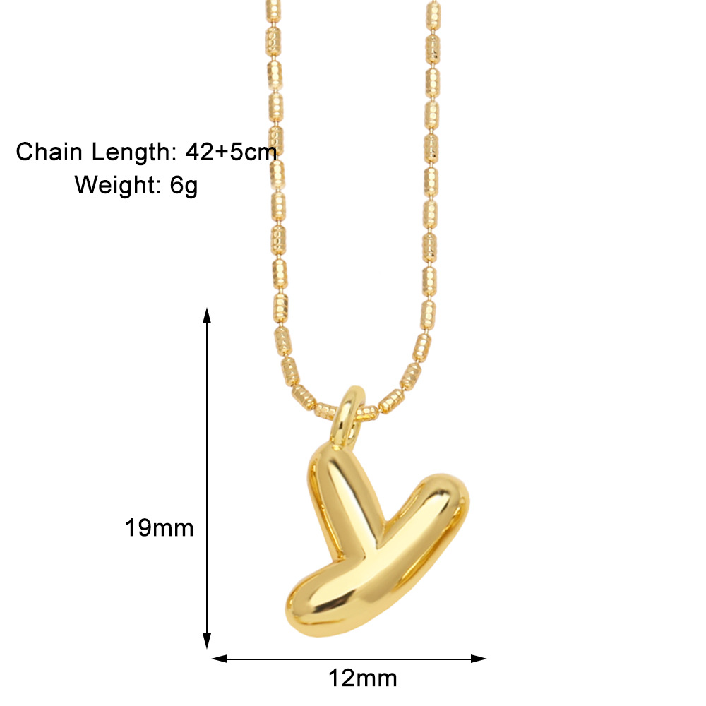 10g Weight Gold Plated Plating Material Pendant Necklace Classification 1 Piece Quantity Daily, Street Occasion Copper Material Letter Pattern Unisex Gender Simple Style Style Copper Gold Plated Simple Style Letter Pendant Necklace 26