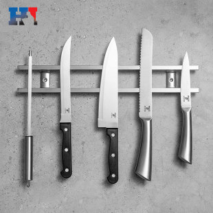 Cross-border supply square tube stainless steel magnetic knife holder magnet kitchenware storage rack strong kitchen knife holder double rod magnetic