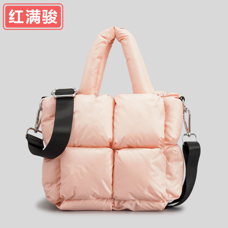 Nuevo tamaño pequeño abajo bolso de hombro de algodón diseño simple suave bolsa de mensajero Plaid lleno bolso de hombro bolso de las mujeres