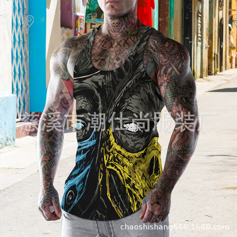 Camiseta sin mangas hombre fitness running verano estilo europeo Venom