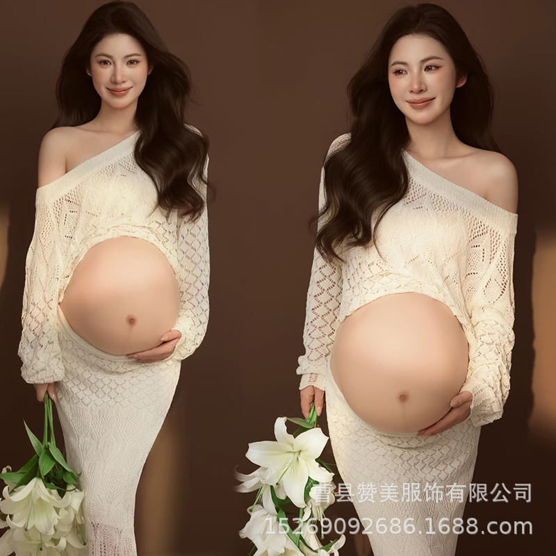 Photo Studio New Pregnant Women Photo Clothing French Retro Oil Painting Style Big Belly Pregnant Mommy Indoor Photo Photography Clothes