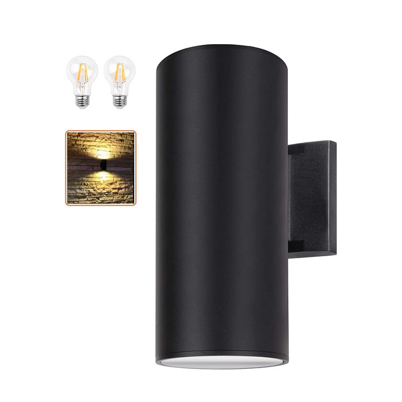 Outdoor Wall Lamp Made of Aluminum, Waterproof, Wall-Mounted Cylindrical Design with Dual-Head Illumination for Porches, Backyards, and Patios
