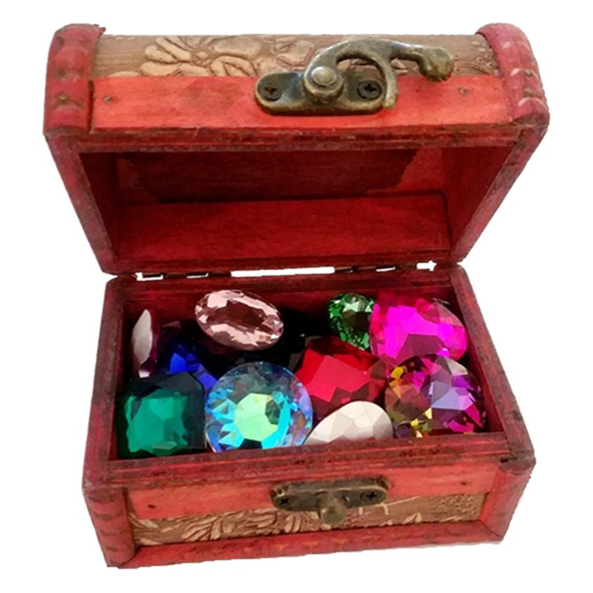 Children's Gem Toys Diamond Acrylic Plastic Crystal Beaded diy Princess Chest Girl Toys Play Home