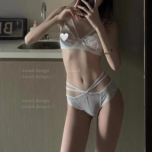 French-style underwire bra for women, anti-sagging, small bust shaping, soft steel cup, under-breast-cupless backless bra set, ultra-thin model