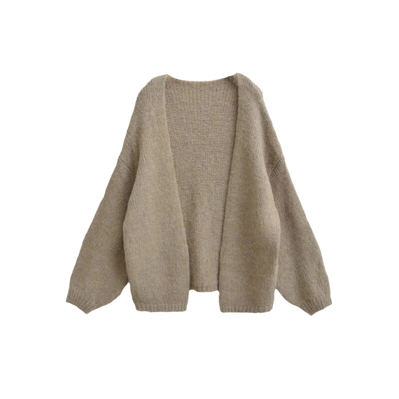 Fluffy Lazy Loose Sweater Jacket for Women Autumn and Winter New Thickened Thick Needle Mid-Length Knitted Cardigan Top