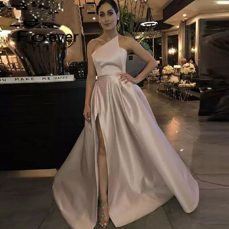 Vestido de Noche para Mujer, Estilo Europeo y Americano, Nuevo, Sin Mangas, Sencillo, de Satén, para Banquete, de Amazon y AliExpress