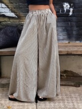 L 12789 Elastic Waist Striped Pants �ɽ������Ƴ��� �羳����