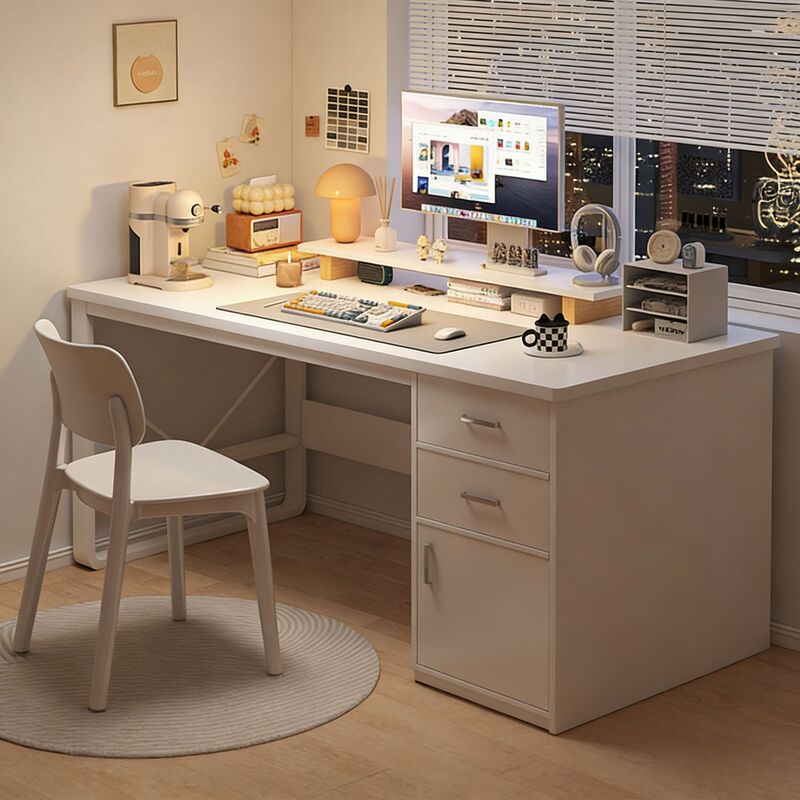 Computer Desk Desktop Household Desk Bedroom Student Writing Desk with Drawer Staff Table and Chair Combination Office Desk