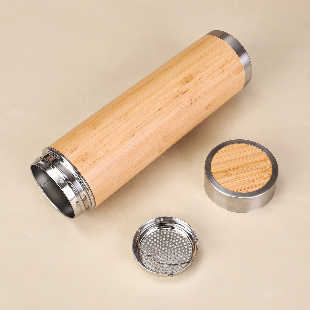 Stainless Steel Thermos Flask With Bamboo Shell For Outdoors_voghion.com