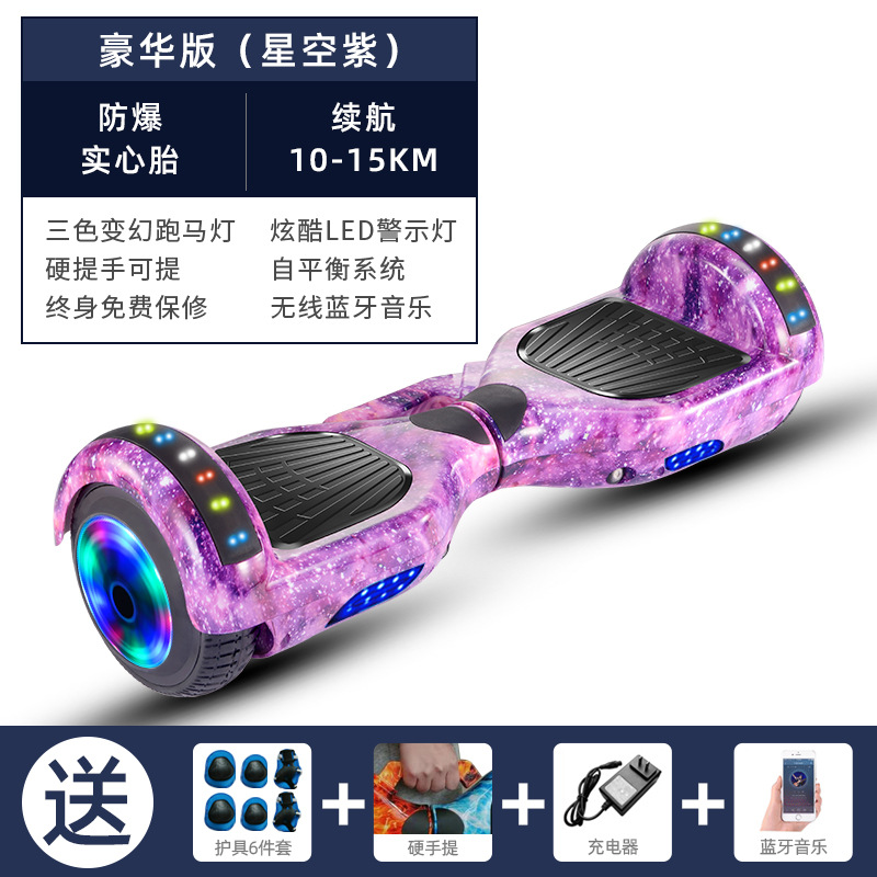 Coche de equilibrio para niños de 7 pulgadas Coche de oscilación de dos ruedas para adultos para niños Bluetooth caballo corriendo Luz Coche de equilibrio eléctrico para niños