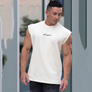 YOUNGLA summer new men's sports leisure gym exercise running cotton loose thick rough edge vest waistcoat