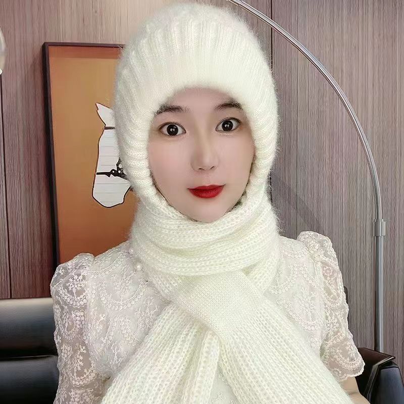 El otoño y el invierno de la moda caliente sombrero de punto de la bufanda sombrero de lana integrado sombrero de protección del oído